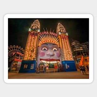 Luna Park Face at Night, Sydney, NSW, Australia Sticker